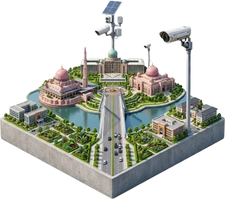 Ilustrasi 3D isometrik bangunan kerajaan
