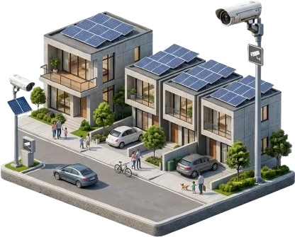 Ilustrasi 3D isometrik rumah kediaman
