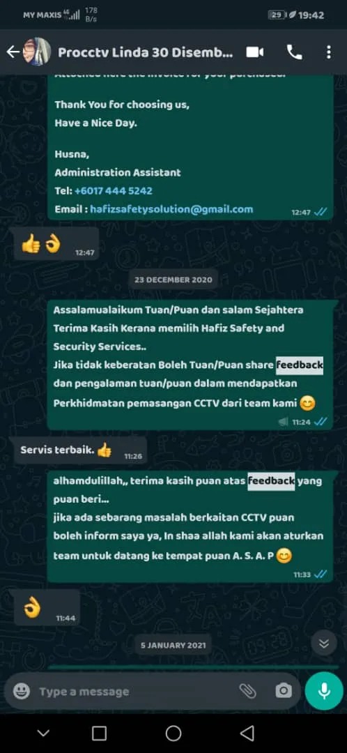 Screenshot ulasan WhatsApp pelanggan 2