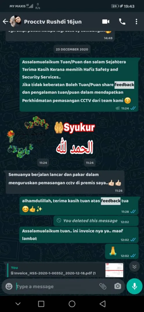 Screenshot ulasan WhatsApp pelanggan 6