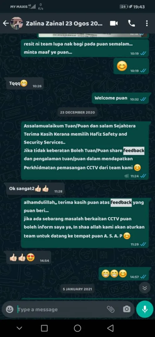 Screenshot ulasan WhatsApp pelanggan 7