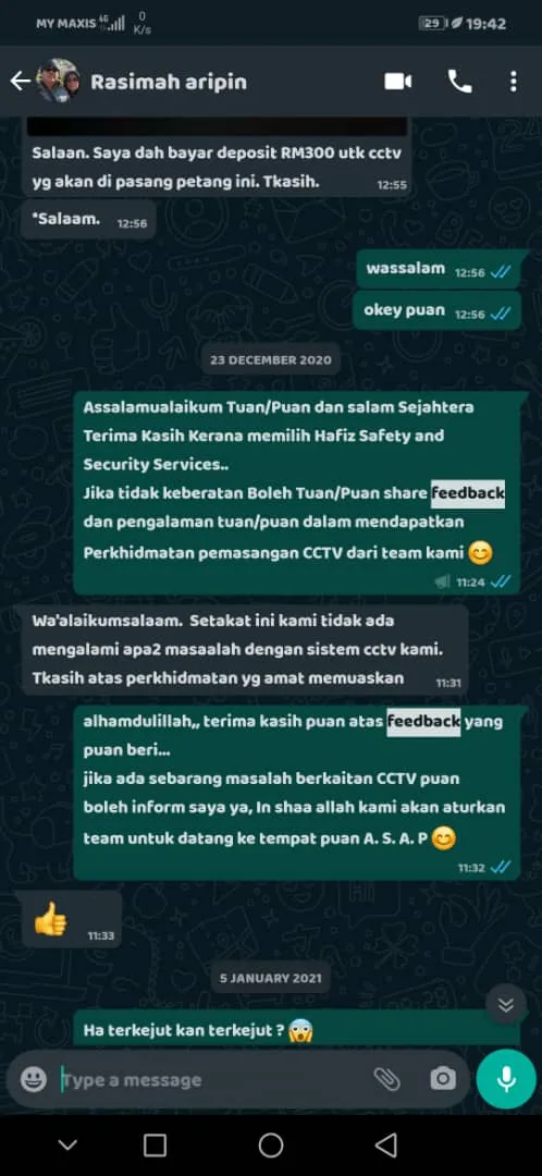 Screenshot ulasan WhatsApp pelanggan 8
